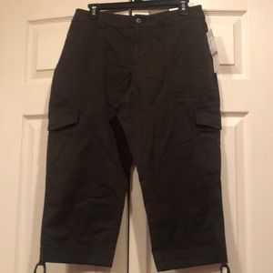 Coldwater Creek -12P -Natural Fit-Brown Capris -Tie Hem -NWT
